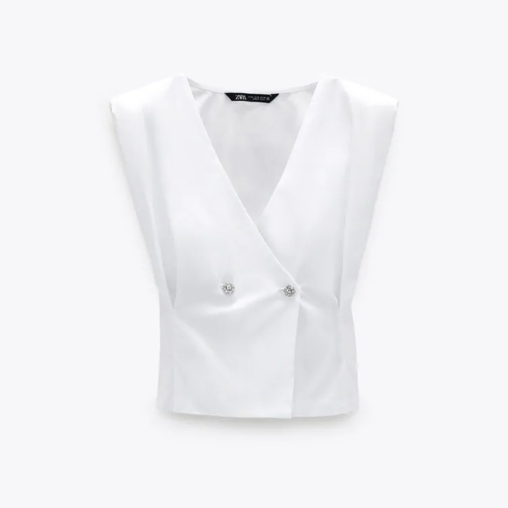 Zara shoulder pad poplin top
